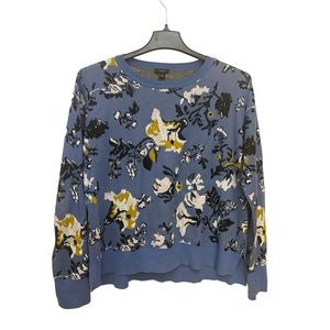 Ann Taylor Factory Blue Floral Knit Sweater Size XL